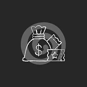 Lump-sum payment chalk white icon on dark background