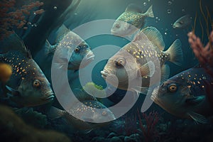 Lumpfish Fish Underwater Lush Nature by Generative AI