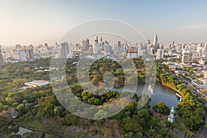 Lumpini Park in Bangkok viewed from above