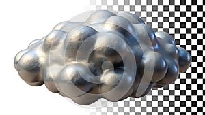 Lumpy metallic silver grey cloud formation abstract png transparent image Generative AI photo