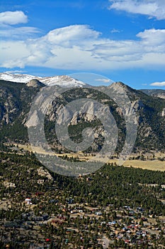 Lumpy Mountain Ridge with Giant Rock Outcroppings and Snow photo