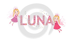 Luna female name with cute fairy tale