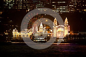 Luna Park Sydney at night photo