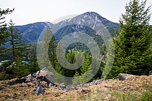 Luna Peak at North Cascades National Park in Washington State during summer. Ross Dam Trailhead