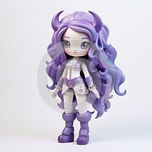 Luna: A Purple Horned Doll With Transparent Style And Purple Hair