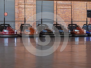 Lunapark bumper cars waiting for fun photo