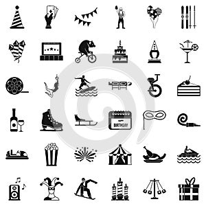 Lunapark icons set, simple style