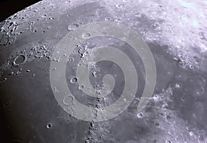 Lunar craters are photographed in kupon plan through the Newton system`s mirror telescope. Mid-range amateur astrophotography to