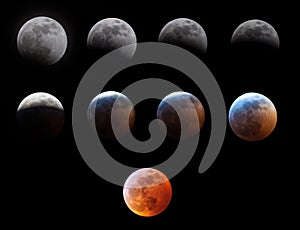 Lunar eclipse `blood moon` progression to full eclipse