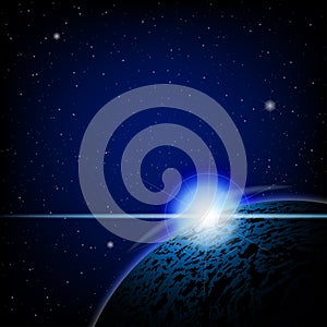 Lunar eclipse blue deep space