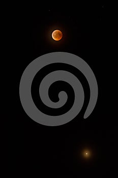 Lunar eclipse, Moon eclipse and Mars Krempna, Poland July 2018