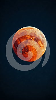 Lunar Eclipse. A vivid red lunar eclipse against a dark sky
