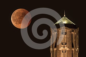 Lunar eclipse watertower Aalsmeer the Netherlands