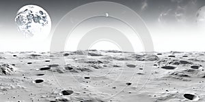 Lunar Landscape: Craters and Ridges on Moon's Surface. Generative ai