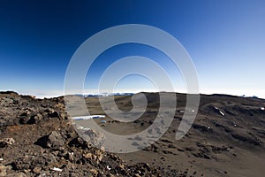 Lunar landscape on the Mount Kilimanjaro in Africa