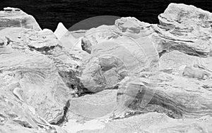 Lunar landscape at Sarakiniko on Milos island, Cyclades Islands, Greece