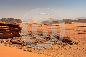 The lunar landscape of the Wadi Rum desert