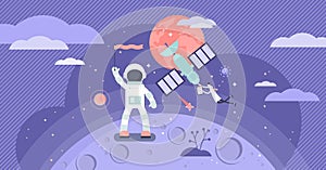 Lunar mission space exploration tiny person vector illustration concept