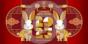 Lunar new year, Chinese New Year 2023 , Year of the Rabbit , Chinese Traditional photo