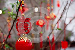 Lunar New Year red hanging ornaments