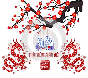 Lunar new year, vietnamese new year, Chinese New Year 2024 , Year of the Dragon