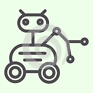 Lunar Rover line icon. Moon exploration robot vehicle or moonwalker outline style pictogram on white background