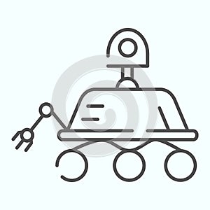 Lunar Rover thin line icon. Moon exploration buggie with three wheels. World space week design concept, outline style