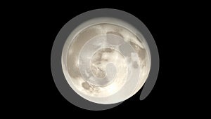 Lunar telescope image with full moon framed against deep black night sky