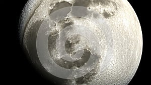 Lunar telescope image with full moon framed against deep black night sky