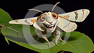 Lunate Zale Moth smiling facial comic character
