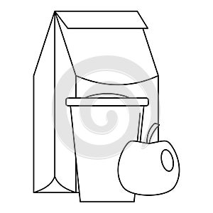 Lunch apple pack icon, outline style