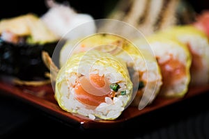 Lunch of assorted sushi