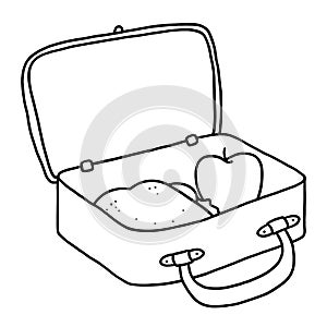 Lunch box black and white illustration