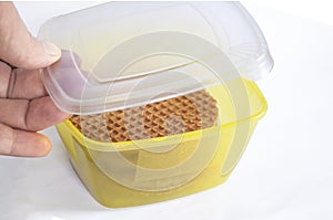 Lunch box with children`s delicacies - waffles