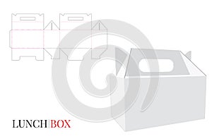 Lunch Box with Handle Template, Vector with die cut / laser cut layers