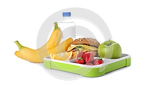 Lunch box with healthy food for schoolchild