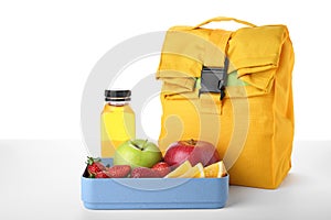 Lunch box with healthy food for schoolchild