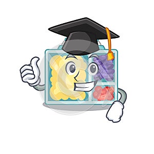 Lunch box isolated with the mascot graduation hat