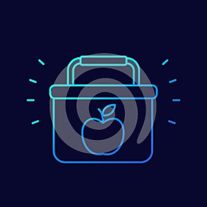 lunch box line icon, vector