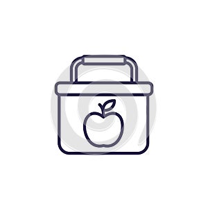 lunch box line icon on white, vector