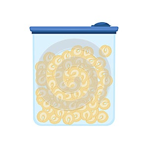 Lunch box with pasta, healthy food for kids and students vector Illustration on a white background