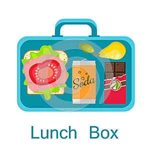 Lunch box vector. Snack pack for student.