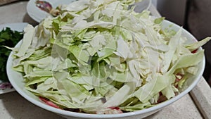 lunch dinner fresh cabbage salad, cut vegetables on plate food