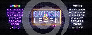Lunch And Learn neon sign vector design template. Lunch And Learn neon logo, light banner, design element, night bright