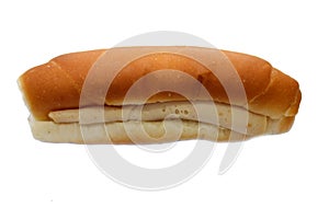 Lunch meats, cold cuts, luncheon cooked sliced cold delicatessens deli chicken meats in a bun bread, beef luncheon meat, fried photo