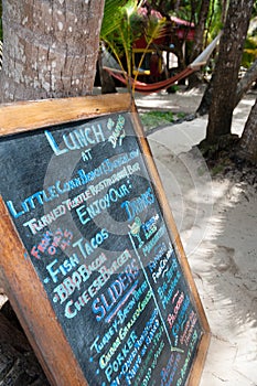 Lunch Menu Written On A shalk black Board at The