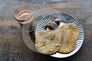 Lunch Plate Puri Pindi Choley Phirni and Aloo Bhindi Sabji Lokgram Kalyan