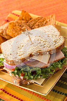 Lunch Sandwich Healthy Food Turkey Ham on Wheat Bread