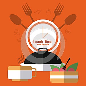 Lunch time design. Menu icon. Flat illustration , editable vector