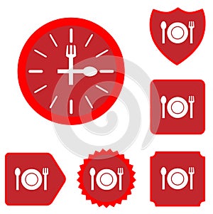 Lunch time food icon set